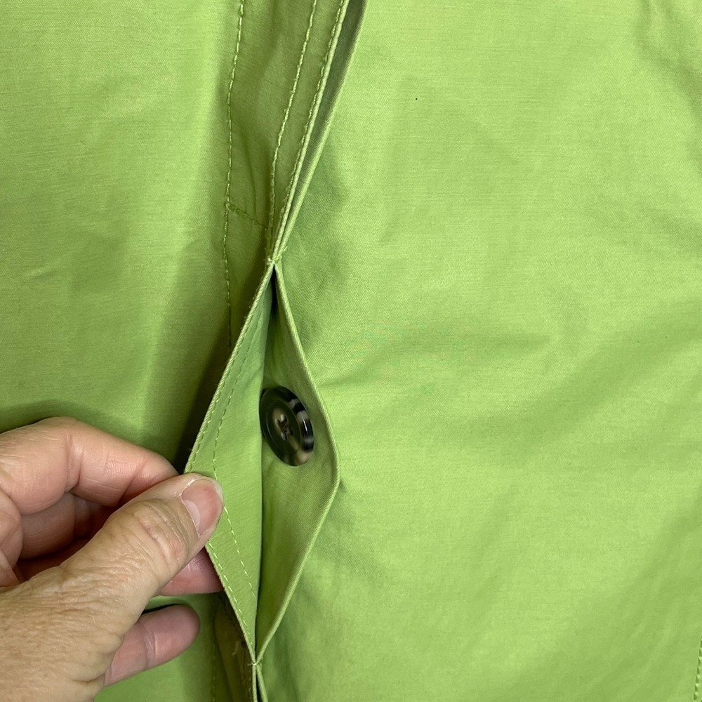 Eddie Bauer Womens Medium Lime Green Cotton Blend Trench Coat Jacket  Pleat Back - Picture 6 of 9